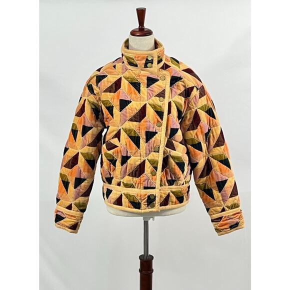 SEZANE Sz 36 4 Brandon Jacket Cotton Stella Patchwork Velvet - Picture 8 of 11